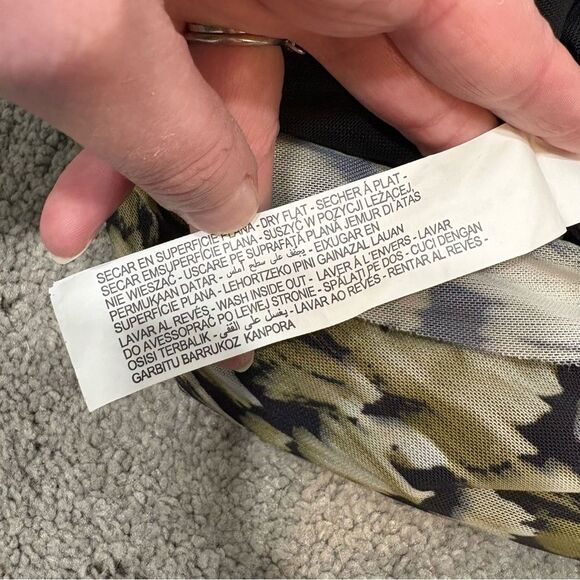 ZARA Green and Black Printed Tulle Ruched Bodycon Dress Size S - Picture 10 of 14